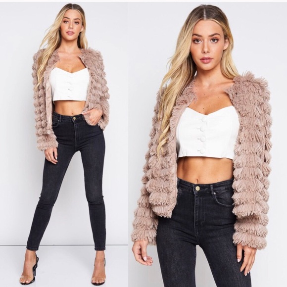 For Spring! Feathery  jacket in taupe. - Picture 3 of 8